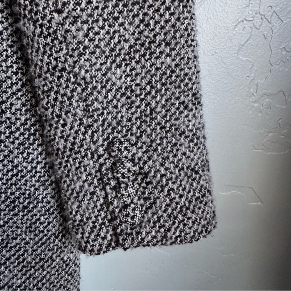 Vintage Wool Blend Liz Claiborne Black & White Tweed Bouclé Coat Size 10 - Picture 7 of 8